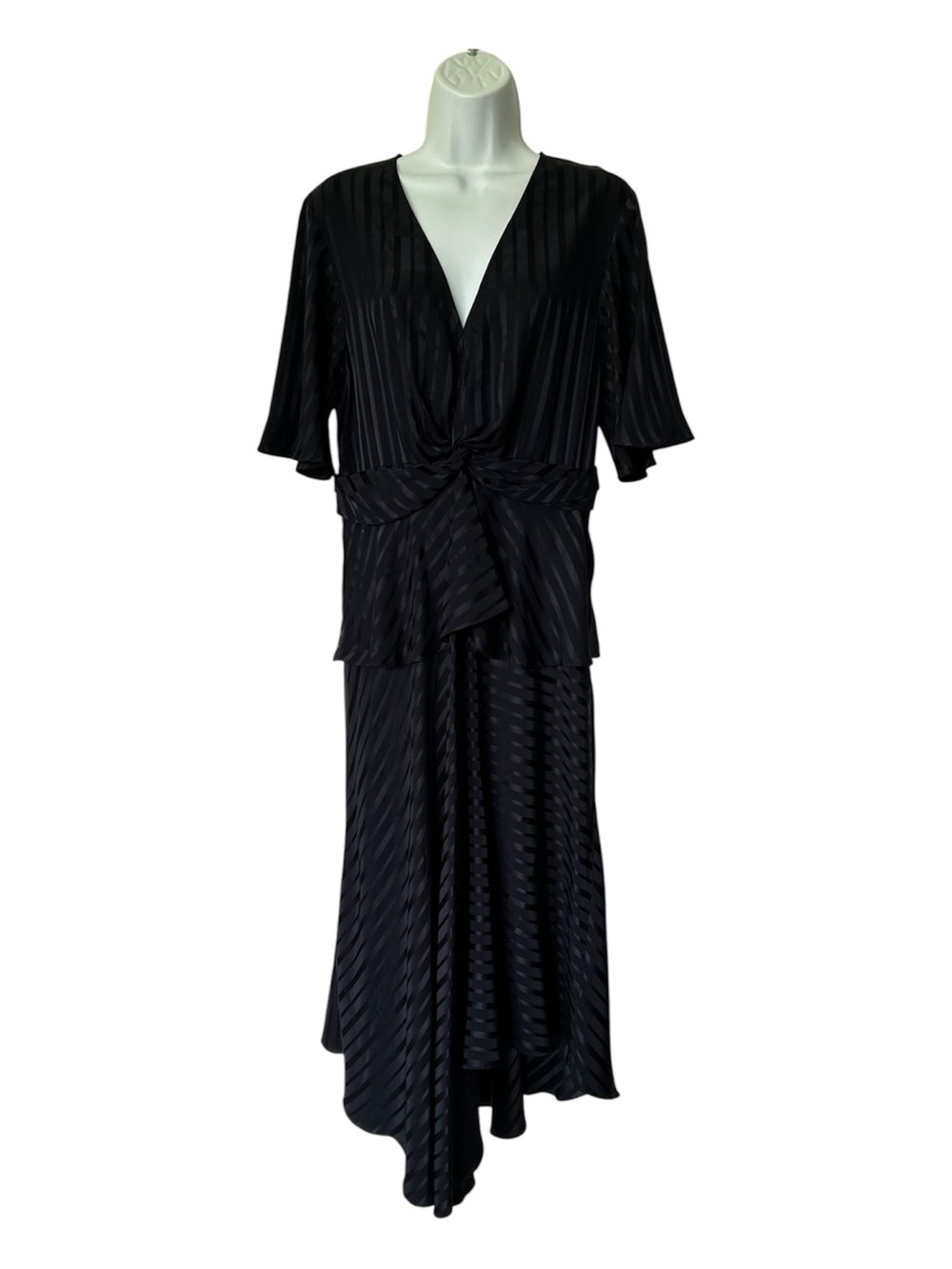 A.L.C. Avi Silk Dress Navy Twist Front Asymmetric Midi Dress $645. Excellent 10 - Picture 2 of 9